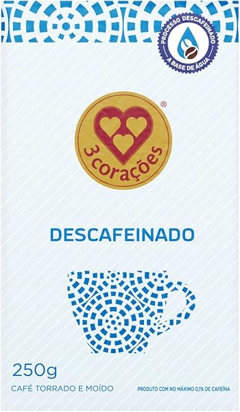 3 Corações Café Torrado e Moído Descafeinado 100% Arábica 250g