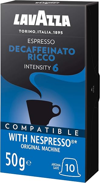 Lavazza Decaffeinato Ricco — 10 Cápsulas Compatíveis Nespresso 58g