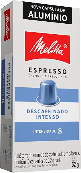 Melitta Cápsula Descafeinado Intenso, Intensidade 8, Compatível com Nespresso